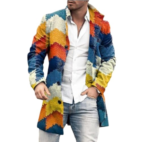 ZEMALON Langarm Jacke Herren Casual Persönlichkeit Einzigartig Übergangsjacke Herren Mittlere Länge Mode Vintage Jacke Männer Temperament Modern Trend Outdoorjacke Herren WW-23 XL von ZEMALON