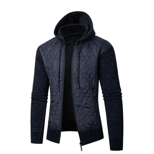 ZEMALON Strickjacke Herren Jugend Temperament Trend Gestrickte Jacke Herren Slim Fit Mode Warm Knit Sweater Herren Casual Weich Komfortabel Sweater Jacke Herren K-Navy XL von ZEMALON