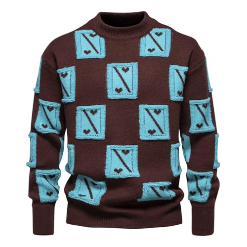 ZEMALON Sweater Herren Temperament Trend Vintage Basic Sweater Herren Casual Komfortabel Weich Langarm Sweater Herren Slim Fit Mode Warm Knit Sweater Herren N-Coffee M von ZEMALON