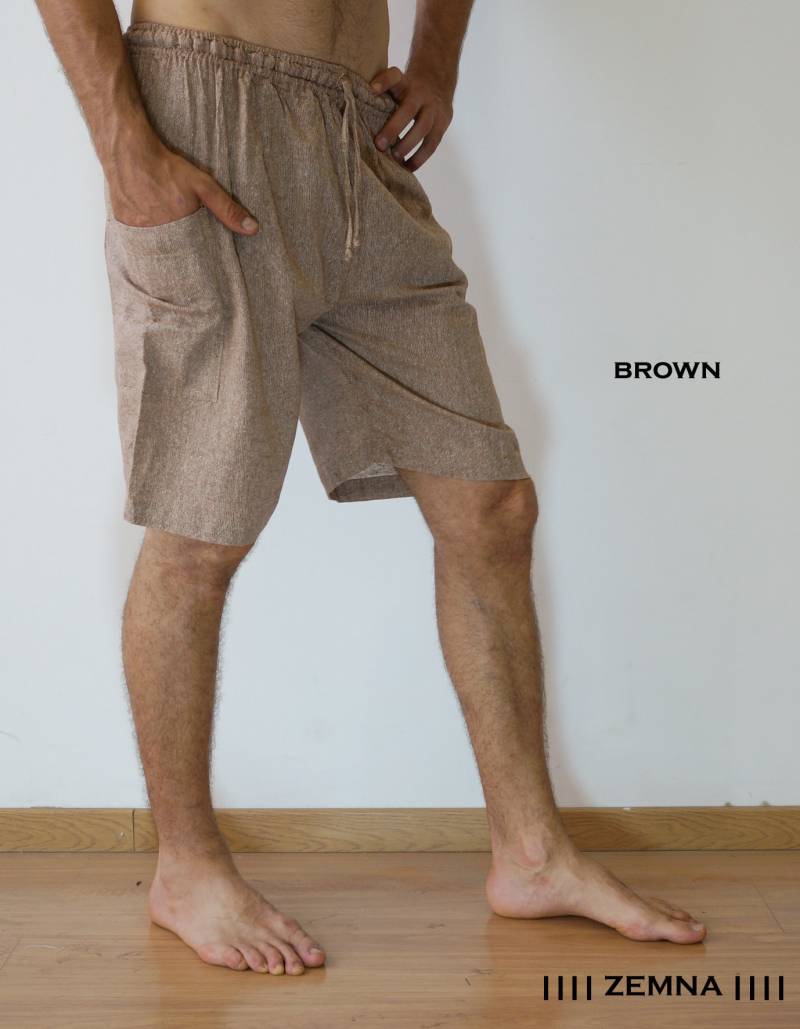Herren Sommer Khadi Baumwoll Shorts, Yoga Strand Handgewebte Baumwolle, Hippie Shorts Herren Sommer Khadi Baumwoll Shorts, Yoga Strand Handgewebte Baumwolle, Hippie Shorts von ZEMNA