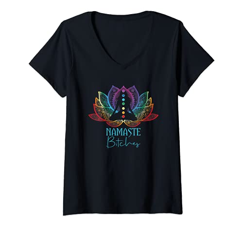Damen Lustige Namaste Bitches Spiritueller Sarcasmus Zen Yoga Liebhaber Geschenk T-Shirt mit V-Ausschnitt Damen Lustige Namaste Bitches Spiritueller Sarcasmus Zen Yoga Liebhaber Geschenk T-Shirt mit V-Ausschnitt von ZEN NINJA Namaste Bitches Sarcastic Yoga Gifts