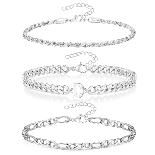 3 Stück Armband Herren mit Buchstaben, Silber Edelstahl Panzerkette Armband Männer Jungen A-Z Buchstabe Armbänder für Herren Valentinstag Jahrestag Geburtstag Geschenk für Mann Freund Papa Mama (D) 3 Stück Armband Herren mit Buchstaben, Silber Edelstahl Panzerkette Armband Männer Jungen A-Z Buchstabe Armbänder für Herren Valentinstag Jahrestag Geburtstag Geschenk für Mann Freund Papa Mama (D) von ZENGSING