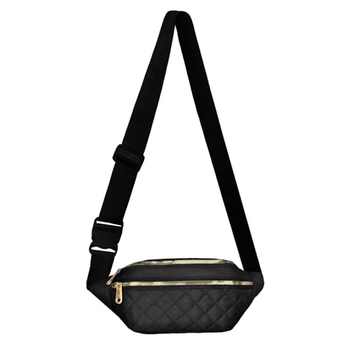 Cord Bauchtasche für Damen Herren, Crossbody-Hüfttasche Umhängetaschen Brusttasche Cord Erwachsene mit 3 Tasche und Verstellbarem Leichte Gürteltasche für Jungen Sportlich Wandern (Schwarz 2) von ZENGSING