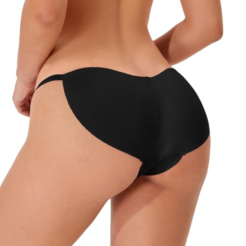 Damen Push Up Unterhose Padded Push Up Höschen Miederpants Butt Lifter Höschen Butt Hip Knickers Schlüpfer Hip Enhancer Unterwäsche (DE/NL/SE/PL, Alphanumerisch, M, Regular, Regular, Schwarz) von ZENGSING