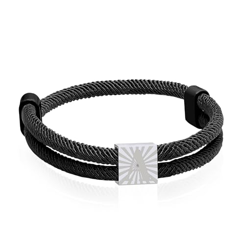 Paracord Armband aus Segeltau für Männer Frauen Armband Herren mit Buchstaben Surferarmband Verstellbares Schwarz Segeltau Surferarmband Segler Nylon Surf Armbänder mit Initial A-Z Buchstabe (A) von ZENGSING