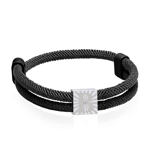 Paracord Armband aus Segeltau für Männer Frauen Armband Herren mit Buchstaben Surferarmband Verstellbares Schwarz Segeltau Surferarmband Segler Nylon Surf Armbänder mit Initial A-Z Buchstabe (B) von ZENGSING