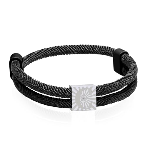 Paracord Armband aus Segeltau für Männer Frauen Armband Herren mit Buchstaben Surferarmband Verstellbares Schwarz Segeltau Surferarmband Segler Nylon Surf Armbänder mit Initial A-Z Buchstabe (C) von ZENGSING
