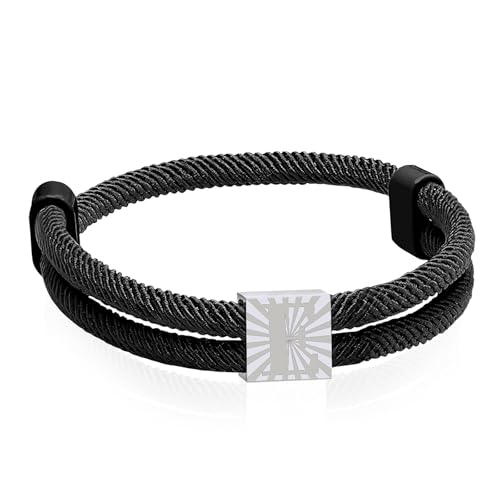 Paracord Armband aus Segeltau für Männer Frauen Armband Herren mit Buchstaben Surferarmband Verstellbares Schwarz Segeltau Surferarmband Segler Nylon Surf Armbänder mit Initial A-Z Buchstabe (E) von ZENGSING