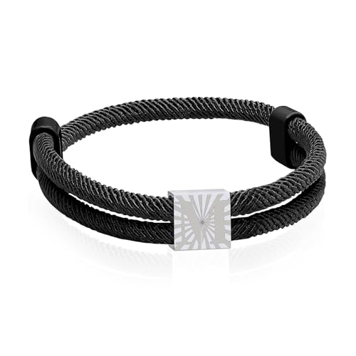 Paracord Armband aus Segeltau für Männer Frauen Armband Herren mit Buchstaben Surferarmband Verstellbares Schwarz Segeltau Surferarmband Segler Nylon Surf Armbänder mit Initial A-Z Buchstabe (M) von ZENGSING