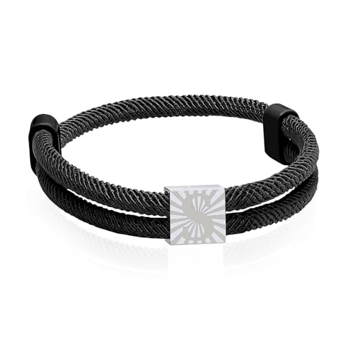 Paracord Armband aus Segeltau für Männer Frauen Armband Herren mit Buchstaben Surferarmband Verstellbares Schwarz Segeltau Surferarmband Segler Nylon Surf Armbänder mit Initial A-Z Buchstabe (S) von ZENGSING