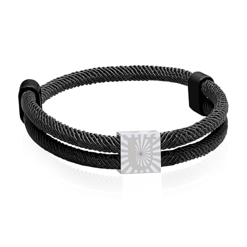Paracord Armband aus Segeltau für Männer Frauen Armband Herren mit Buchstaben Surferarmband Verstellbares Schwarz Segeltau Surferarmband Segler Nylon Surf Armbänder mit Initial A-Z Buchstabe (U) von ZENGSING
