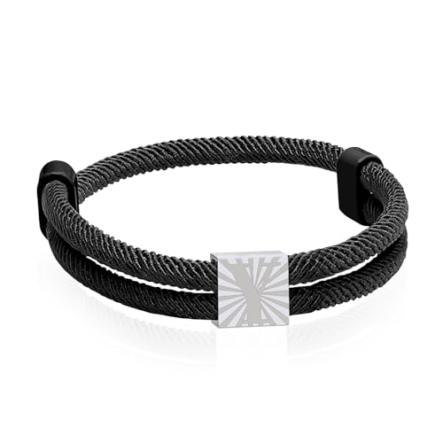 Paracord Armband aus Segeltau für Männer Frauen Armband Herren mit Buchstaben Surferarmband Verstellbares Schwarz Segeltau Surferarmband Segler Nylon Surf Armbänder mit Initial A-Z Buchstabe (Y) von ZENGSING