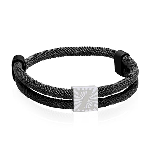 Paracord Armband aus Segeltau für Männer Frauen Armband Herren mit Buchstaben Surferarmband Verstellbares Schwarz Segeltau Surferarmband Segler Nylon Surf Armbänder mit Initial A-Z Buchstabe (Z) von ZENGSING