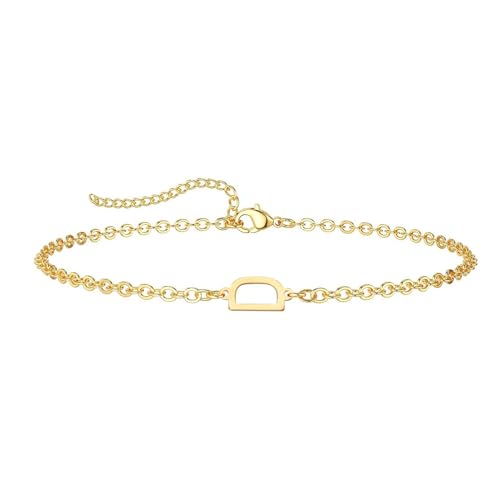 ZENGSING Buchstaben Armbänder Damen Mädchen Brief Initial Armband Einstellbar Elegante Armbänder A-Z Capital Initial Charme Armband Gold Armband Geschenke für Frauen Mädchen (D) von ZENGSING