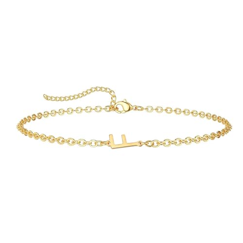 ZENGSING Buchstaben Armbänder Damen Mädchen Brief Initial Armband Einstellbar Elegante Armbänder A-Z Capital Initial Charme Armband Gold Armband Geschenke für Frauen Mädchen (F) von ZENGSING