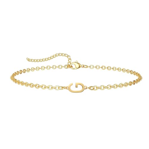 ZENGSING Buchstaben Armbänder Damen Mädchen Brief Initial Armband Einstellbar Elegante Armbänder A-Z Capital Initial Charme Armband Gold Armband Geschenke für Frauen Mädchen (G) von ZENGSING