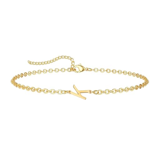ZENGSING Buchstaben Armbänder Damen Mädchen Brief Initial Armband Einstellbar Elegante Armbänder A-Z Capital Initial Charme Armband Gold Armband Geschenke für Frauen Mädchen (K) von ZENGSING