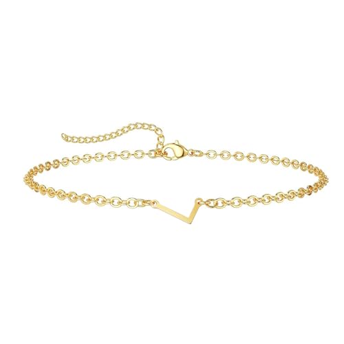 ZENGSING Buchstaben Armbänder Damen Mädchen Brief Initial Armband Einstellbar Elegante Armbänder A-Z Capital Initial Charme Armband Gold Armband Geschenke für Frauen Mädchen (L) von ZENGSING