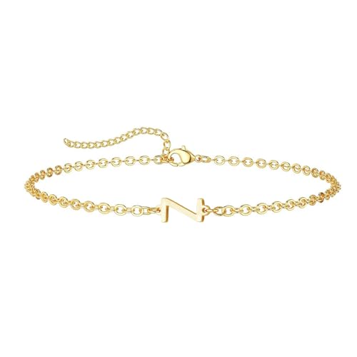 ZENGSING Buchstaben Armbänder Damen Mädchen Brief Initial Armband Einstellbar Elegante Armbänder A-Z Capital Initial Charme Armband Gold Armband Geschenke für Frauen Mädchen (Z) von ZENGSING