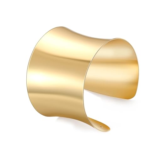 ZENGSING Vergoldete Armspange Goldarmband für Frauen Gold Chunky Cuff Bangle Boho Chunky Gold Bangles Cuff Bangle Chain Armbänder Coil Open Geschenke (Gold B) von ZENGSING