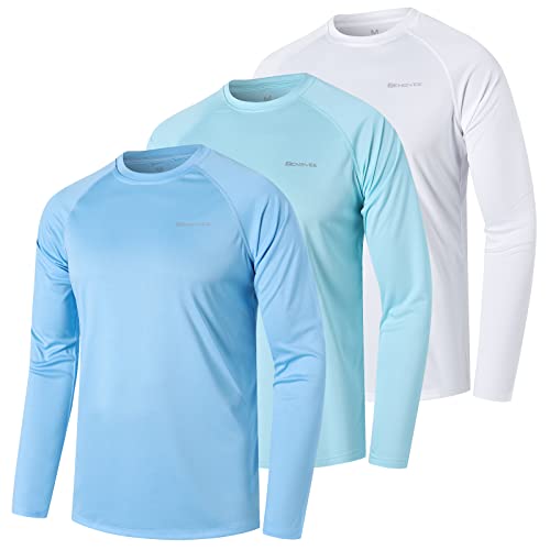 ZENGVEE 3er Pack UV Shirt Herren Rashguard UPF 50+ UV Schutz Shirt Schwimmshirt Herren Lässig Sonnenschutz Sport Tshirt Männer Atmungsaktiv für Wasser Surfen Schwimmen (0618-Blue White Lake-L) von ZENGVEE