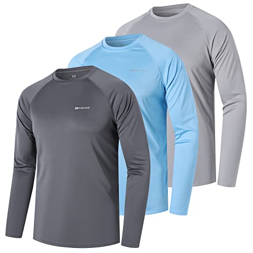 ZENGVEE 3er Pack UV Shirt Herren Rashguard UPF 50+ UV Schutz Shirt Schwimmshirt Herren Lässig Sonnenschutz Sport Tshirt Männer Atmungsaktiv für Wasser Surfen Schwimmen (0618-Gray Blue Darkgray-XL) von ZENGVEE