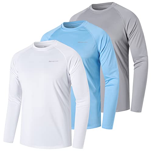 ZENGVEE 3er Pack UV Shirt Herren Rashguard UPF 50+ UV Schutz Shirt Schwimmshirt Herren Lässig Sonnenschutz Sport Tshirt Männer Atmungsaktiv für Wasser Surfen Schwimmen (0618-White Blue Gray-L) von ZENGVEE