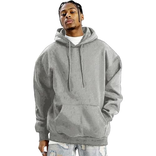 ZENGVEE Hoodie Herren Pullover Herren Kordelzug Sweatshirt Herren Basic Kapuzenpullover Casual Hoody Mit Kapuze Hoodies Für Männer Hoody Männer Stüssy Hoodie Gym Hoodie Mit Tasche（0724-Grey-2XL） von ZENGVEE