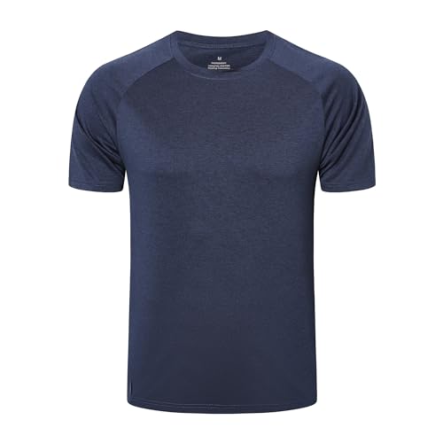 ZENGVEE Funktionsshirt Herren Sport Tshirts Sportshirt Herren Kurzarm Atmungsaktive Trainingsshirt Men Gym Shirt Laufshirt Männer Fitness T Shirt Herren（210-Navy-L） von ZENGVEE