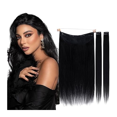 Haarverlängerungen Clip-in-Haarverlängerungen aus echtem Echthaar, weiche, natürliche, handgefertigte Echthaarverlängerungen for Frauen, lange, glatte Echthaar-Clip-in-Haarverlängerung Perücke(#1,12 i von ZENGXJYCQINGJIANG