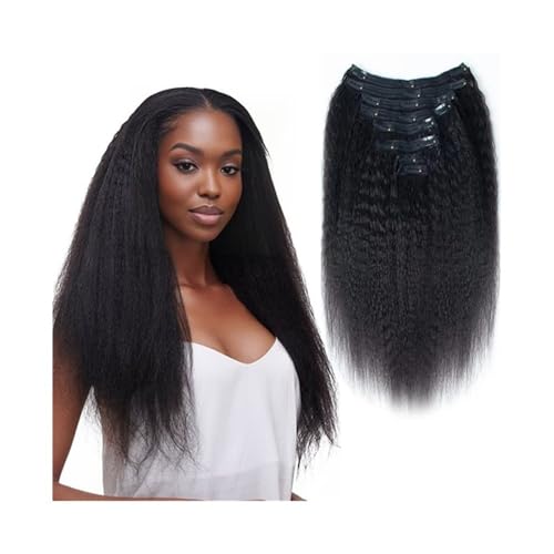 Haarverlängerungen Verworrene gerade Clip-in-Haarverlängerungen, 8 Stück, Echthaar-Clip-in-Verlängerungen, 12–26 Zoll, Doppelschuss, brasilianische Remy-Haarverlängerung for schwarze Frauen Perücke(20 von ZENGXJYCQINGJIANG