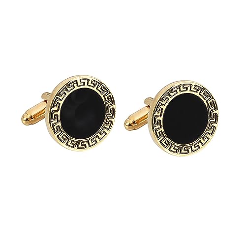 ZENGXJYCQINGJIANG anstecknadel Herren Anzug Schwarze runde Manschettenknöpfe mit Blumenmuster, Herren-Manschettenknöpfe mit Goldschmuck manschettenknöpfe(Golden) von ZENGXJYCQINGJIANG