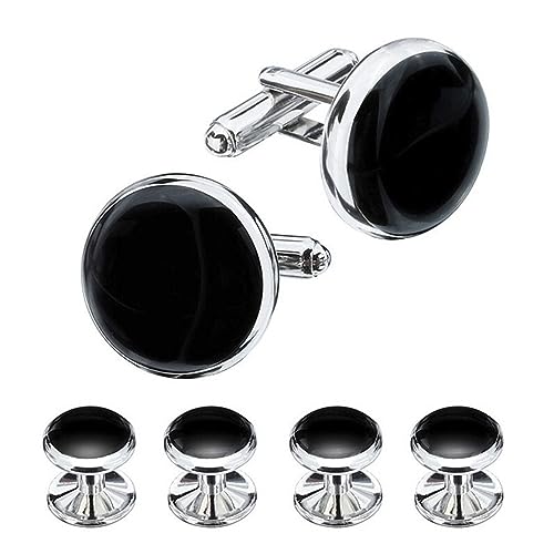 ZENGXJYCQINGJIANG anstecknadel Herren Anzug Schwarzes Manschettenknopf-Set mit 4 Hemdknöpfen, Klassische Business-Manschettenknöpfe for Herren manschettenknöpfe von ZENGXJYCQINGJIANG