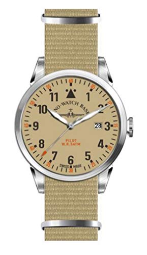 Zeno Navigator, Quartz, ZB beige, Kal, NATO schwarz + beige von ZENO-WATCH BASEL