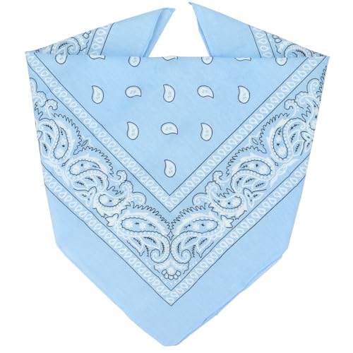 ZENO Hellblau Bandana – 100% Baumwolle & Natürliche Fasern – Hellblau Halstuch Ohne Polyester – Hochwertig, Weich, Langlebig & Waschmaschinenfest – Bandana Herren & Damen – Unisex & Kinder von ZENO