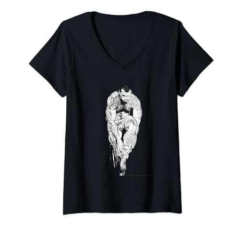 Damen Hairy Hunk Undressed Gay Art Erotica T-Shirt mit V-Ausschnitt Damen Hairy Hunk Undressed Gay Art Erotica T-Shirt mit V-Ausschnitt von ZENOMORPH - Gay Gift Shirt Hunks