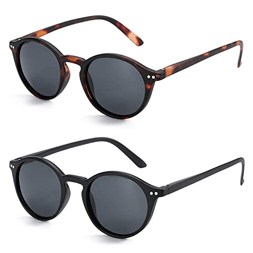 ZENOTTIC 2 Paare Polarisierte Sonnenbrille Damen Herren Retro Vintage Runde Quadratische Unisex UV400 Schutz von ZENOTTIC