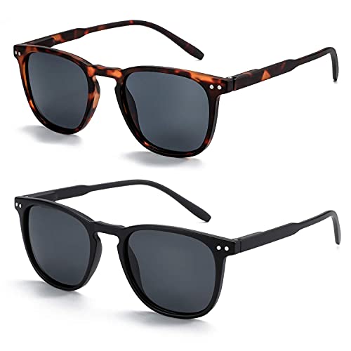 ZENOTTIC 2 Paare Polarisierte Sonnenbrille Damen Herren Retro Vintage Runde Quadratische Unisex UV400 Schutz von ZENOTTIC