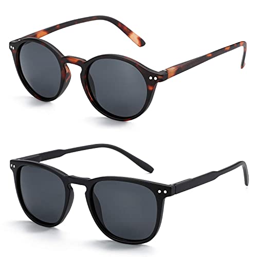 ZENOTTIC 2 Paare Polarisierte Sonnenbrille Damen Herren Retro Vintage Runde Quadratische Unisex UV400 Schutz von ZENOTTIC