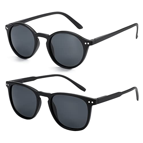 ZENOTTIC 2 Paare Polarisierte Sonnenbrille Damen Herren Retro Vintage Runde Quadratische Unisex UV400 Schutz von ZENOTTIC