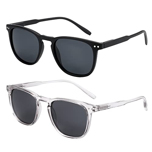 ZENOTTIC 2 Paare Polarisierte Sonnenbrille Damen Herren Retro Vintage Runde Quadratische Unisex UV400 Schutz von ZENOTTIC