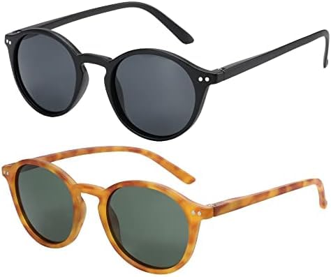 ZENOTTIC 2 Paare Polarisierte Sonnenbrille Damen Herren Unisex Retro Vintage Runde Quadratische UV400 Schutz von ZENOTTIC
