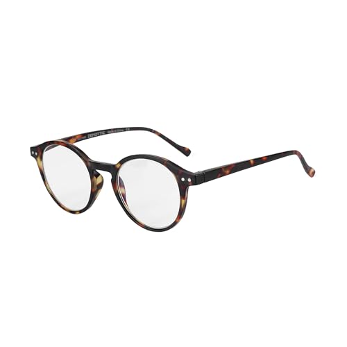 ZENOTTIC Blaue Licht Blockieren Lesebrille, Anti Schwindlig Glasses Damen und Herren Leicht Rundrahmen Retro Brillen (+1.50, SCHILDKRÖTE) von ZENOTTIC