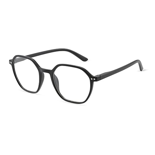 ZENOTTIC Blaue Licht Blockieren Brille Anti-Blue-Ray-Brille Ein Sechseckiger Rahmen Computerbrille Frauen/Männer 0.0(Schwarz) von ZENOTTIC