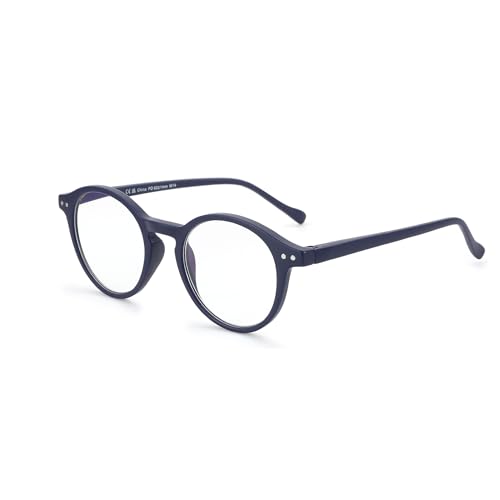 ZENOTTIC Blaue Licht Blockieren Lesebrille, Anti Schwindlig Glasses Damen und Herren Leicht Rundrahmen Retro Brillen (+2.00, BLAU) von ZENOTTIC