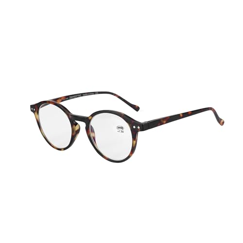 ZENOTTIC Blaue Licht Blockieren Lesebrille, Anti Schwindlig Glasses Damen und Herren Leicht Rundrahmen Retro Brillen (+3.50, SCHILDKRÖTE) von ZENOTTIC