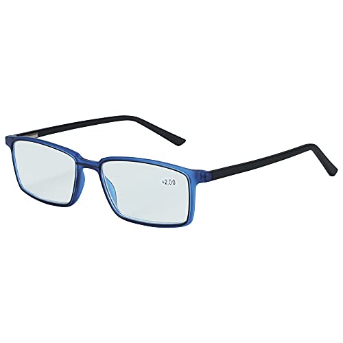 ZENOTTIC Lesebrille, Blue Light Blocking Brille, Lightweight Classic Trendy Stylish für Männer und Frauen (2.00, Blau) von ZENOTTIC