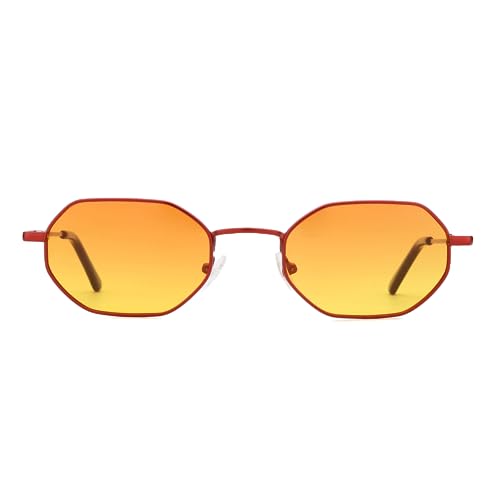 ZENOTTIC Mini Coole Achteckig Sonnenbrille Damen Herren Polarisiert Metall Rahmen Vintage von ZENOTTIC