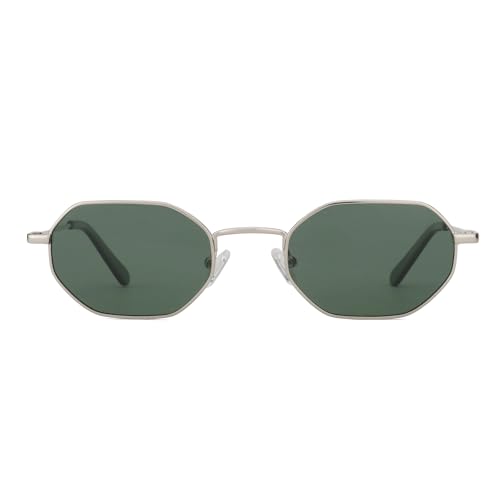 ZENOTTIC Mini Coole Achteckig Sonnenbrille Damen Herren Polarisiert Metall Rahmen Vintage von ZENOTTIC