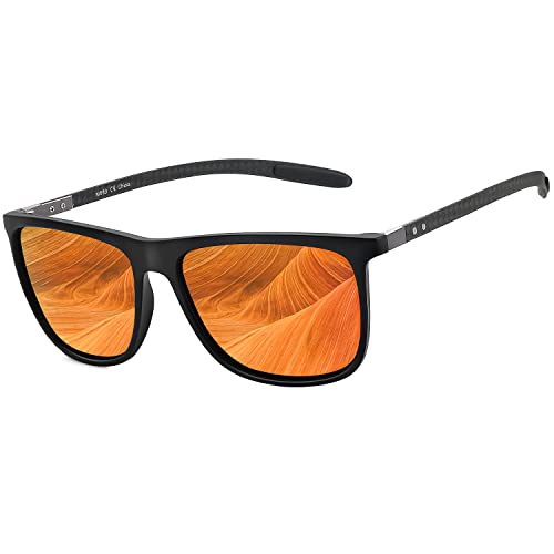 ZENOTTIC Polarisierte Sonnenbrille Herren Kohlefaser Bügel Quadratische Sonnenbrille Fahren Angeln Golf Sport UV400 Schutz von ZENOTTIC